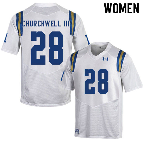 Women #28 Kenny Churchwell III UCLA Bruins College Football Jerseys Sale-White - Click Image to Close